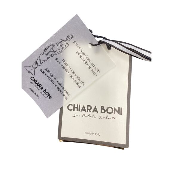 NWT Chiara Boni Dress Size 14 Made In Italy Decorative Satin Bow Navy Blue - Picture 6 of 6